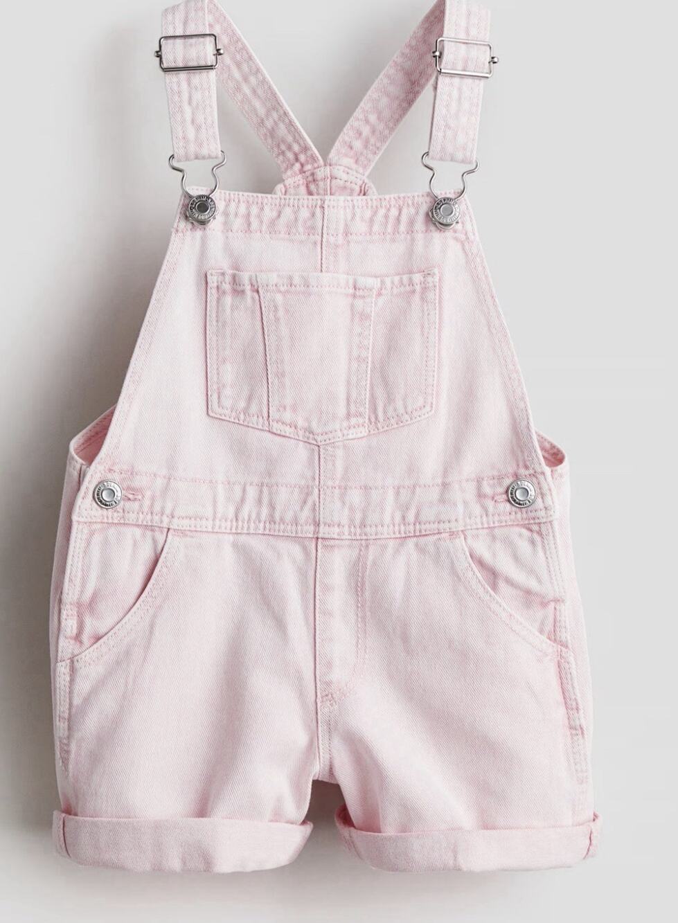 H&M Girls Denim Pink Overalls Sz 7Y Shortall
